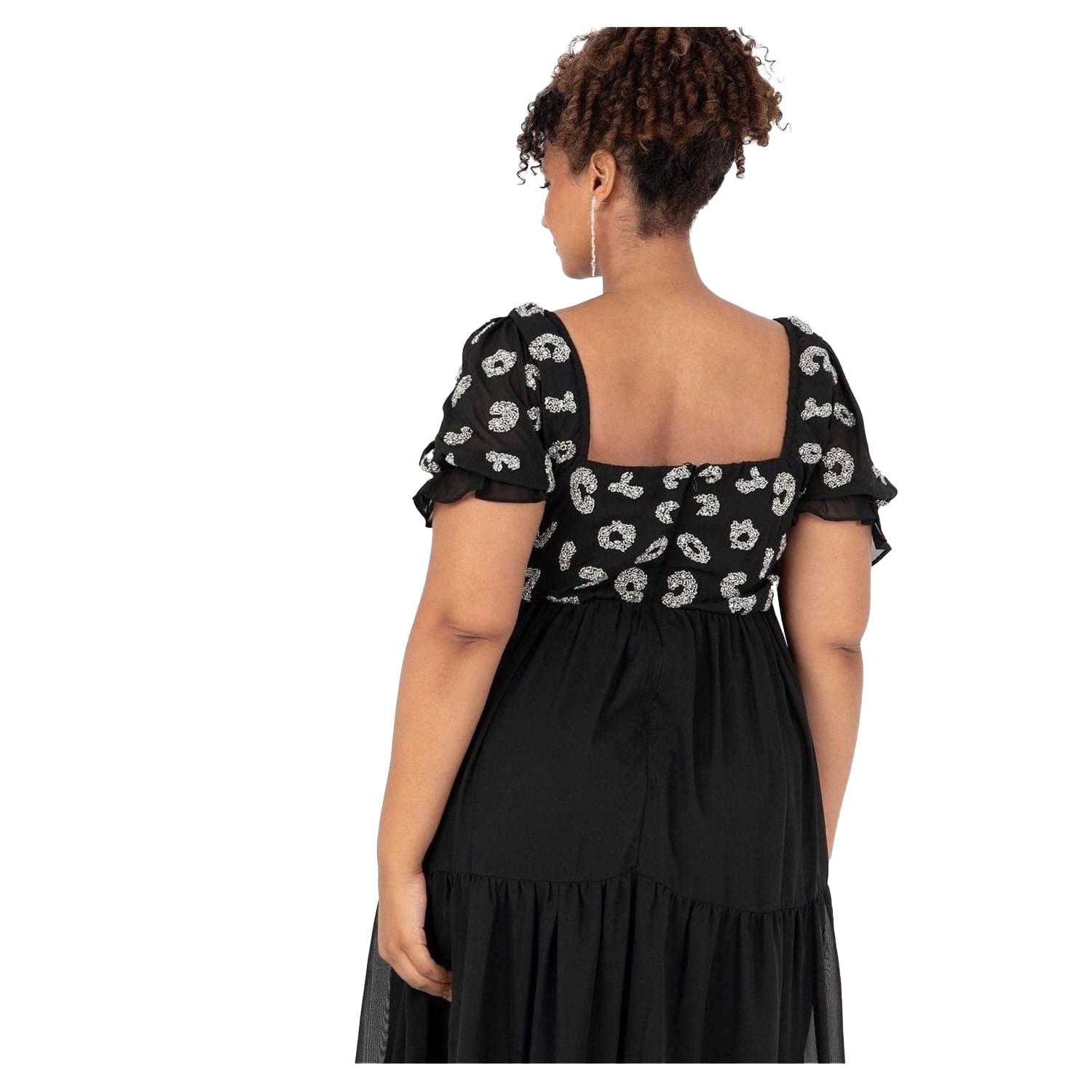 Black - Lifestyle - Lovedrobe Womens-Ladies Square Neck Short-Sleeved Midi Dress