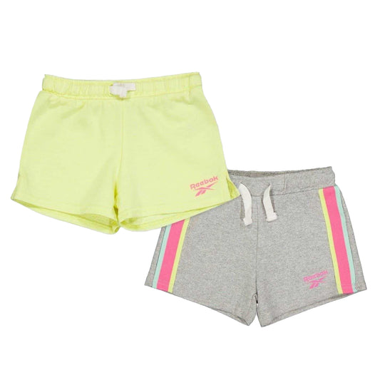 Light Grey Heather - Front - Reebok Girls Jersey Shorts (Pack of 2)