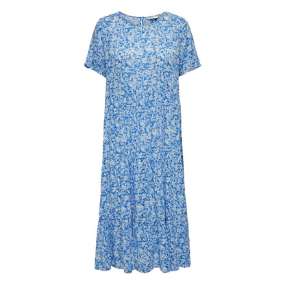 Provincial Blue - Front - Only Womens-Ladies Floral Pattern Short-Sleeved Maxi Dress