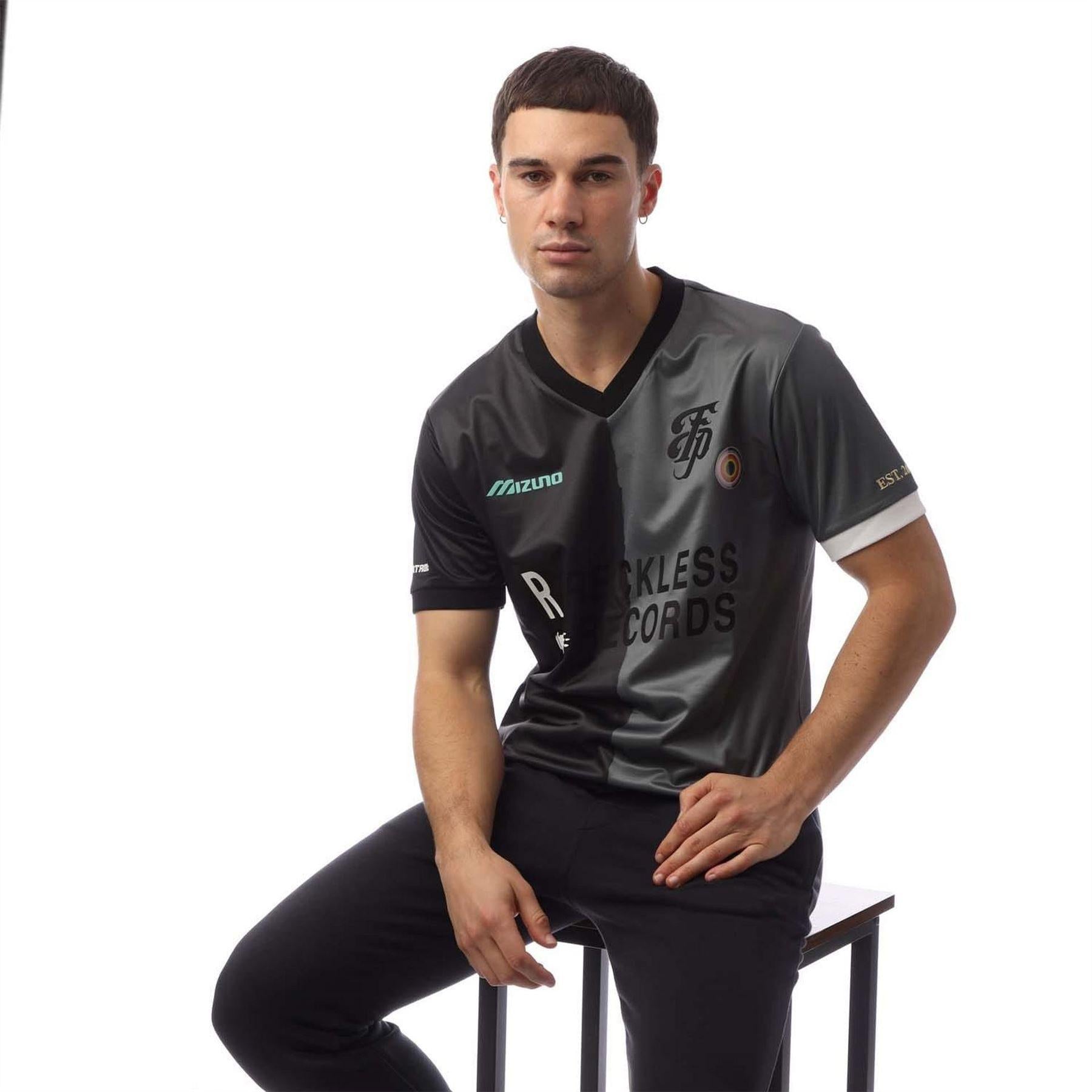 Black - Lifestyle - Mizuno Mens Footpatrol Monogram Game Football Jersey