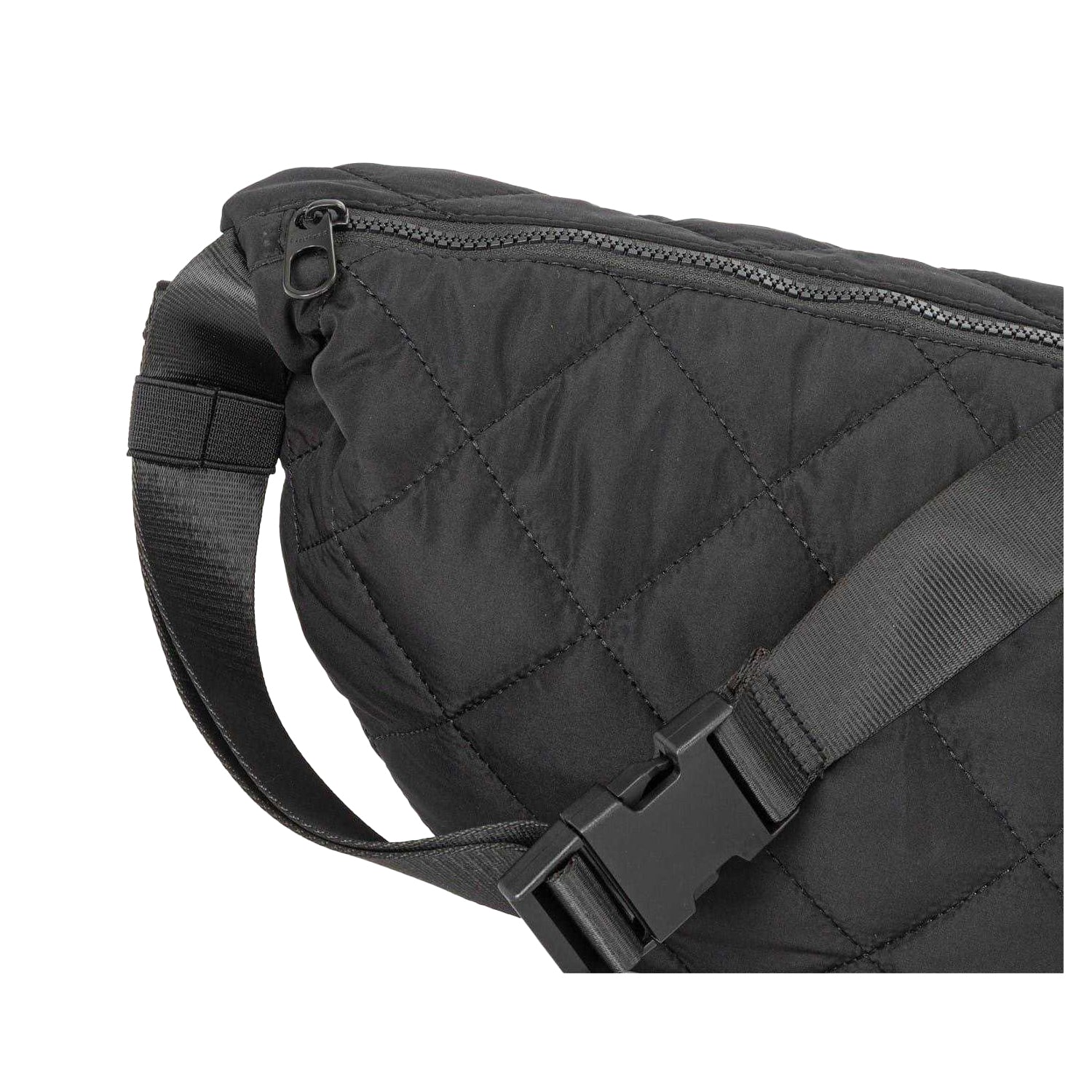 Black - Side - Firetrap Crescent Shaped Quilted Crossbody Bag
