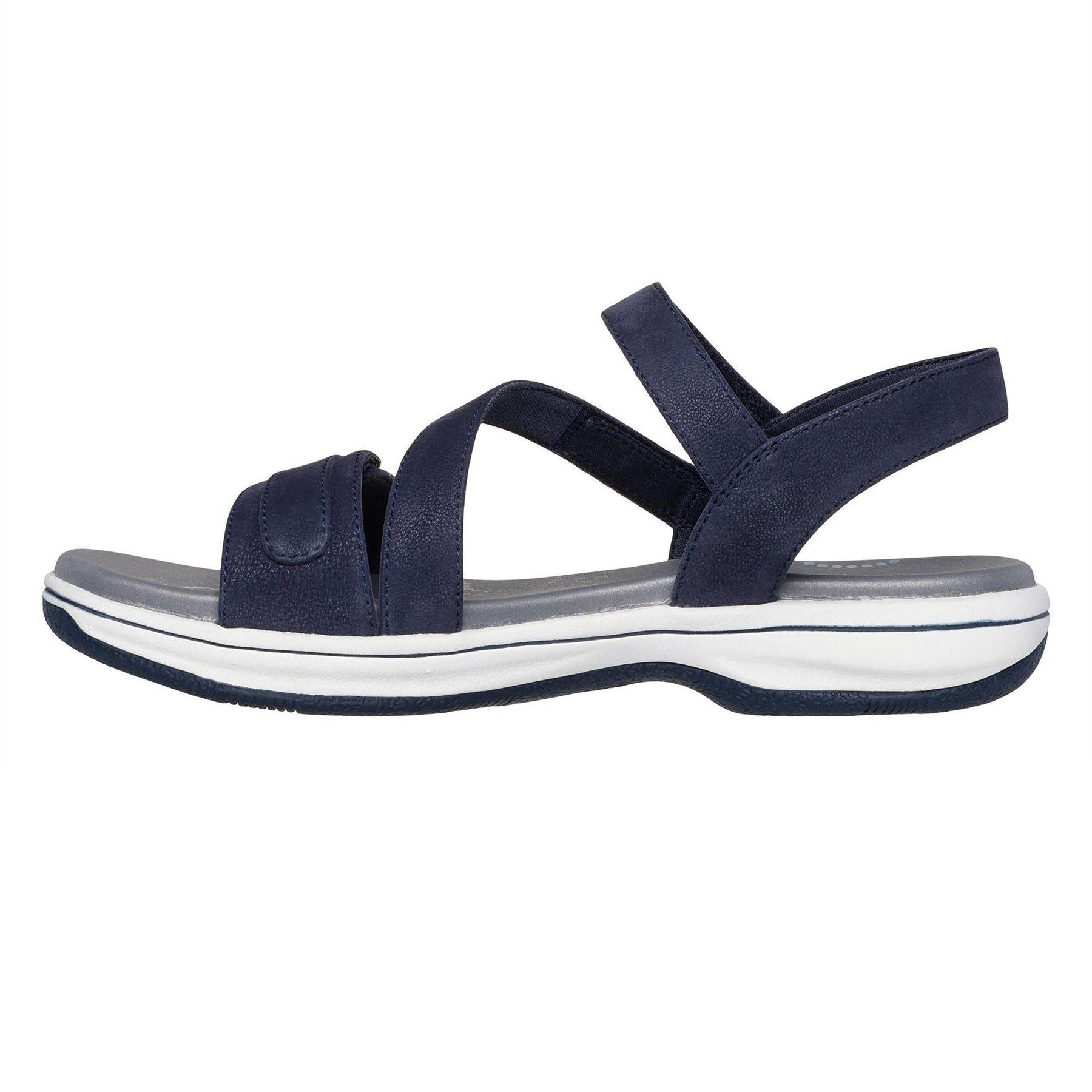 Navy - Back - Skechers Womens-Ladies Memory Foam Flat Sandals