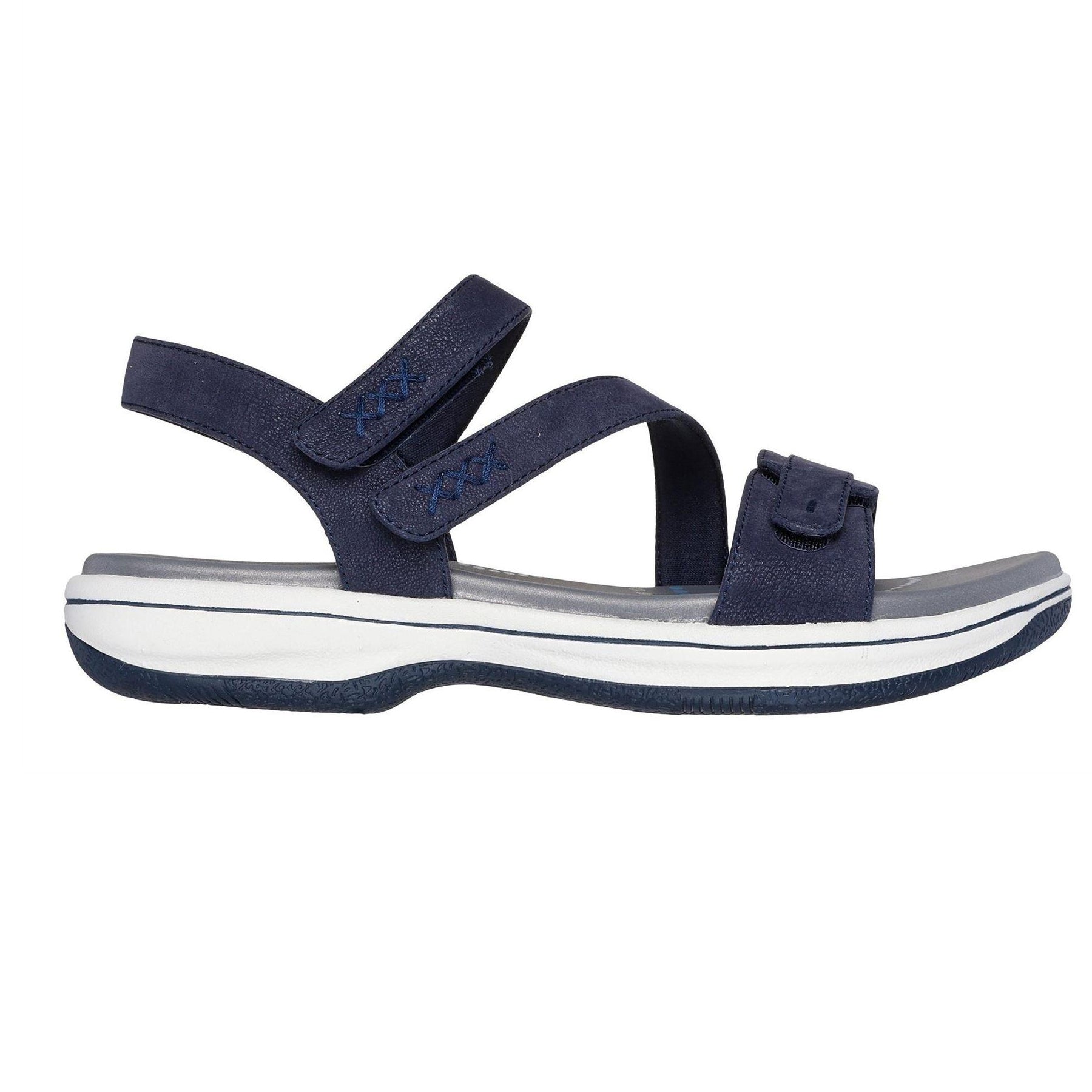 Navy - Front - Skechers Womens-Ladies Memory Foam Flat Sandals