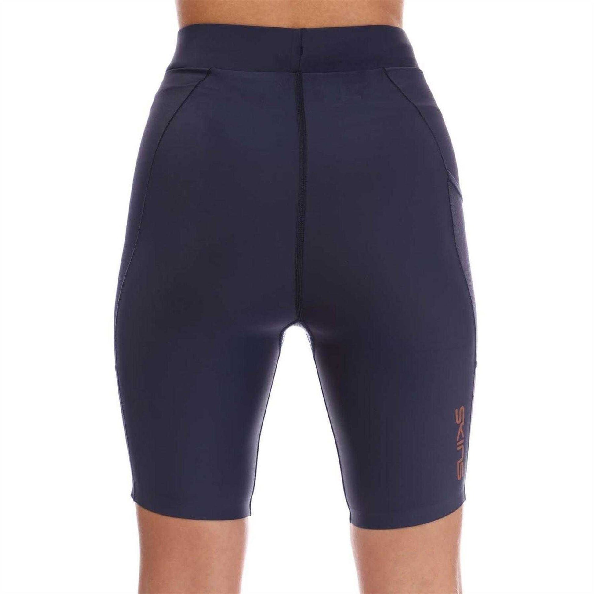 Navy - Back - Skins Womens-Ladies Series-5 Cycling Shorts