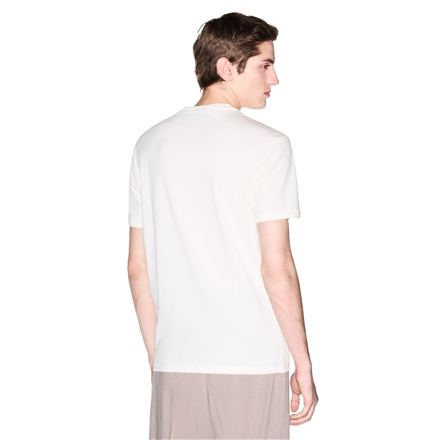 Cream - Back - Armani Exchange Mens Small Logo T-Shirt