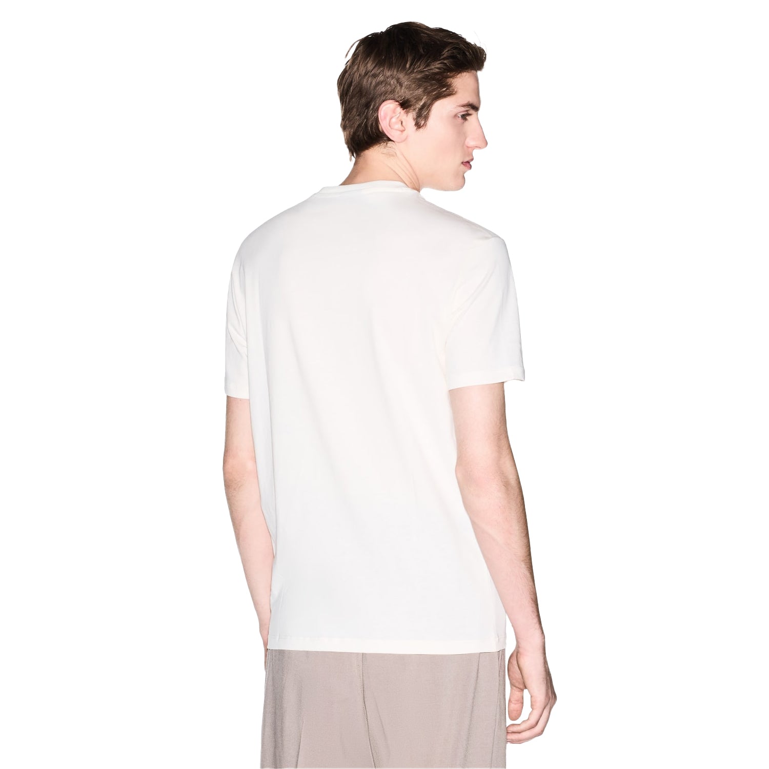 Cream - Back - Armani Exchange Mens Small Logo T-Shirt