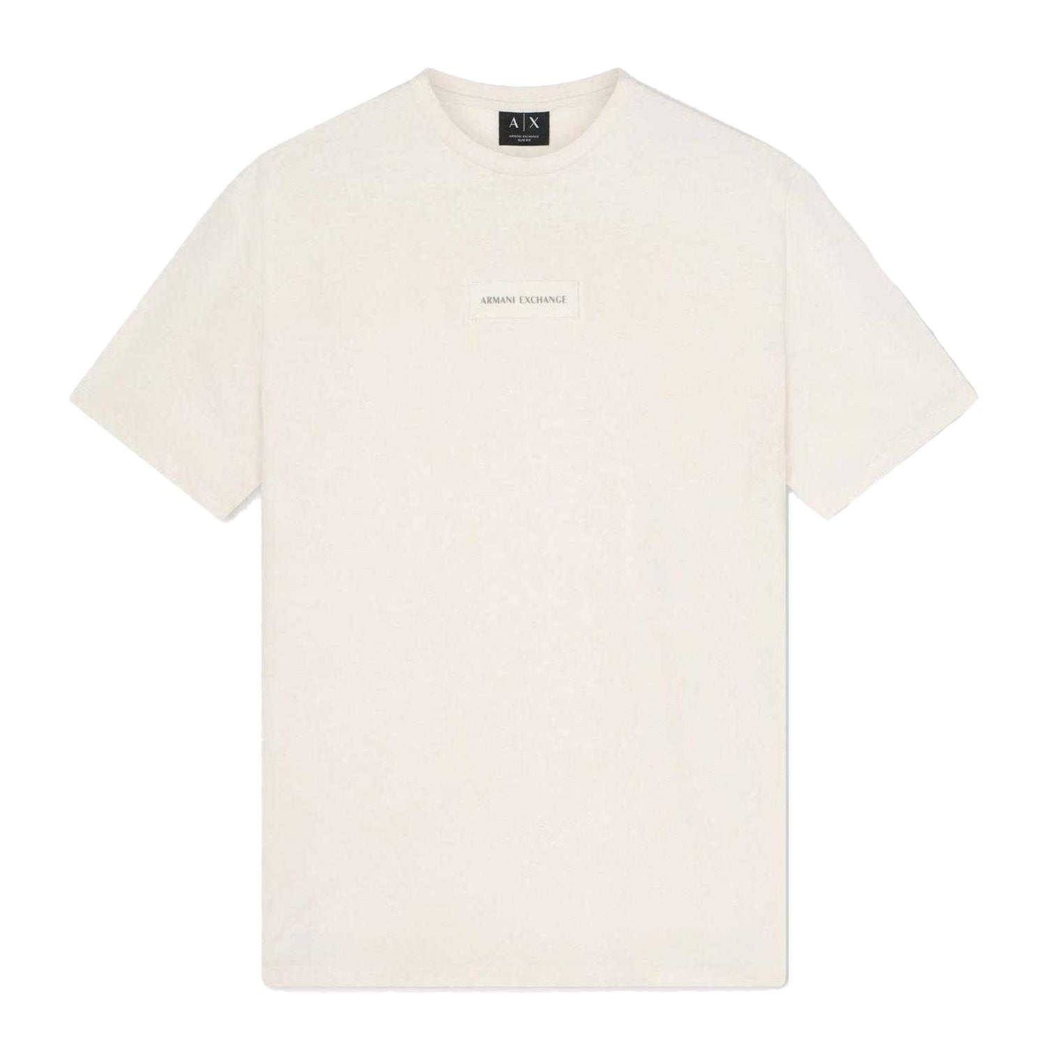 Cream - Front - Armani Exchange Mens Small Logo T-Shirt