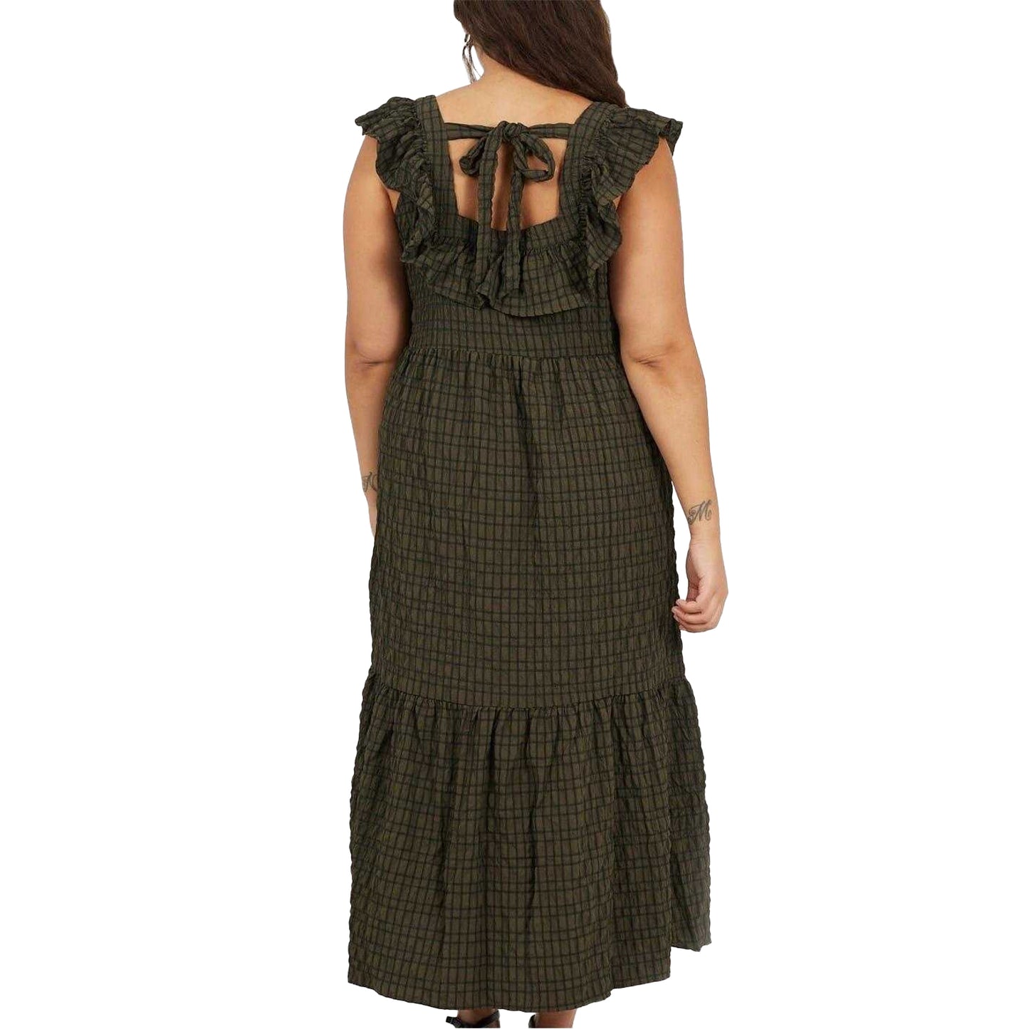 Khaki-Black - Back - Brave Soul Womens-Ladies Maxi Dress
