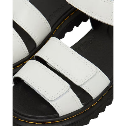 White - Side - Dr Martens Childrens-Kids Klaire Leather Platform Sandals