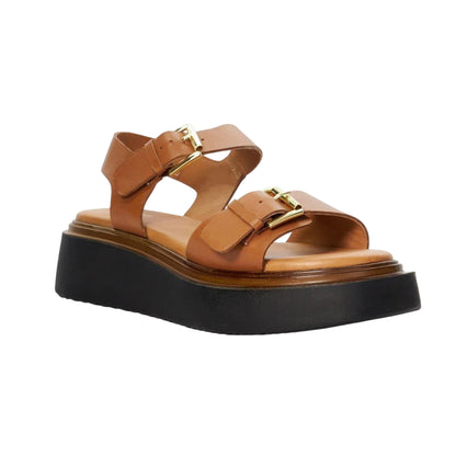 Tan - Lifestyle - Dune London Womens-Ladies Leather Flatform Sandals