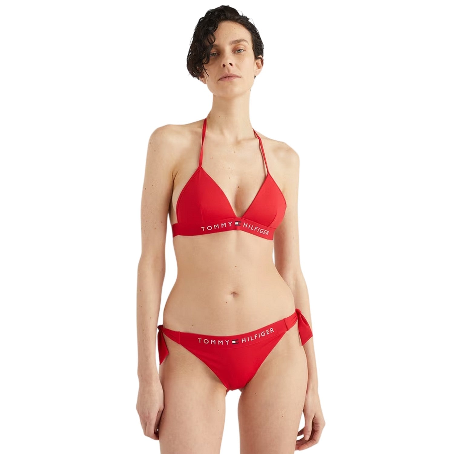 Primary Red - Side - Tommy Hilfiger Womens-Ladies Original Side Tie Bikini Bottoms