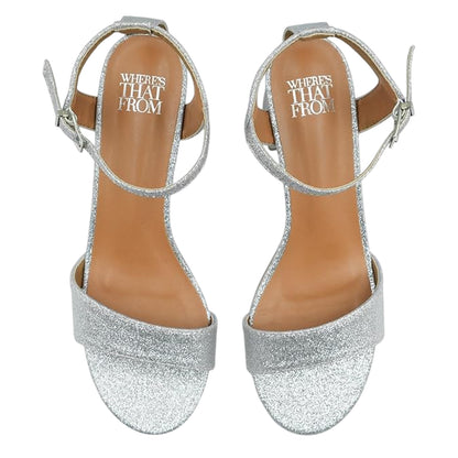 Silver Shiny - Side - Where's That From Womens-Ladies Glitter Low Block Heel Sandals