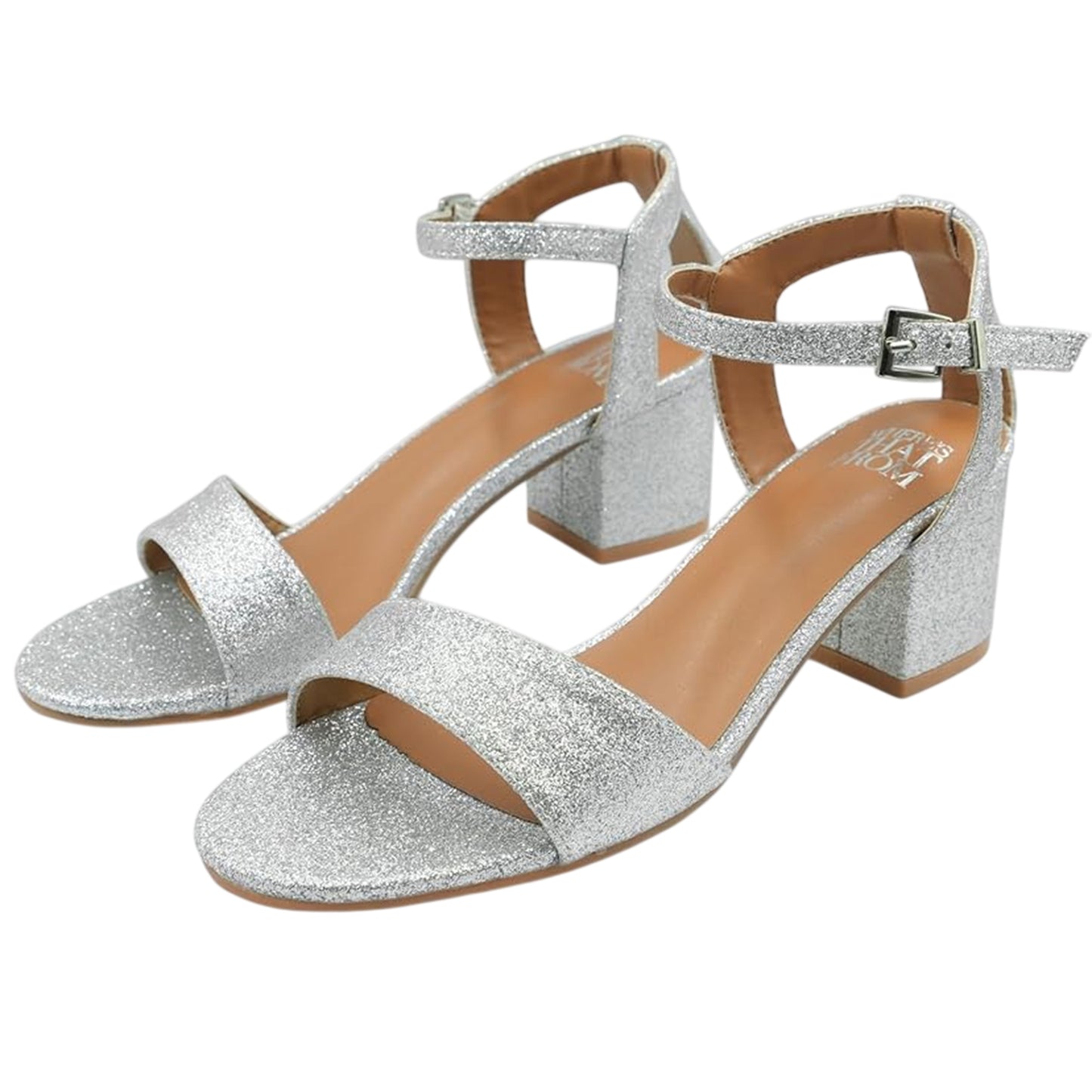 Silver Shiny - Lifestyle - Where's That From Womens-Ladies Glitter Low Block Heel Sandals