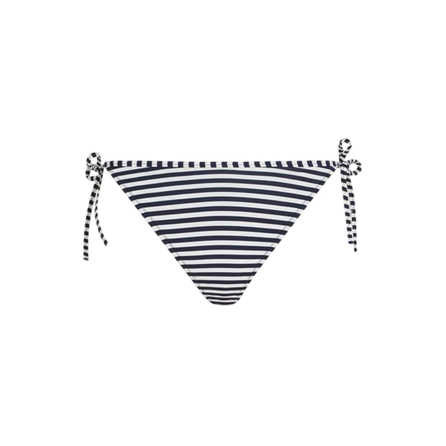 White-Black - Back - Tommy Jeans Womens-Ladies Scheeky Striped Side Tie Bikini Bottoms