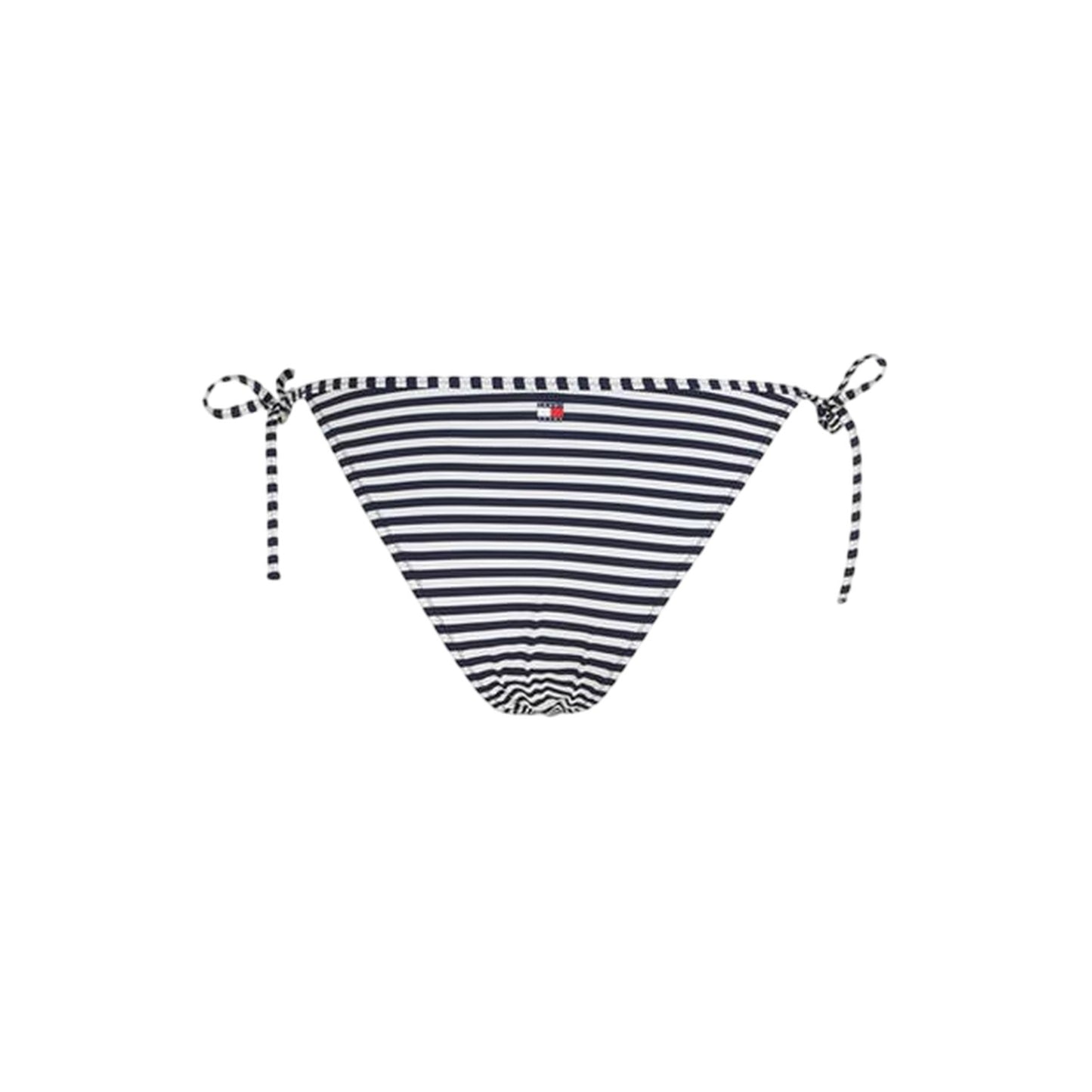 White-Black - Front - Tommy Jeans Womens-Ladies Scheeky Striped Side Tie Bikini Bottoms