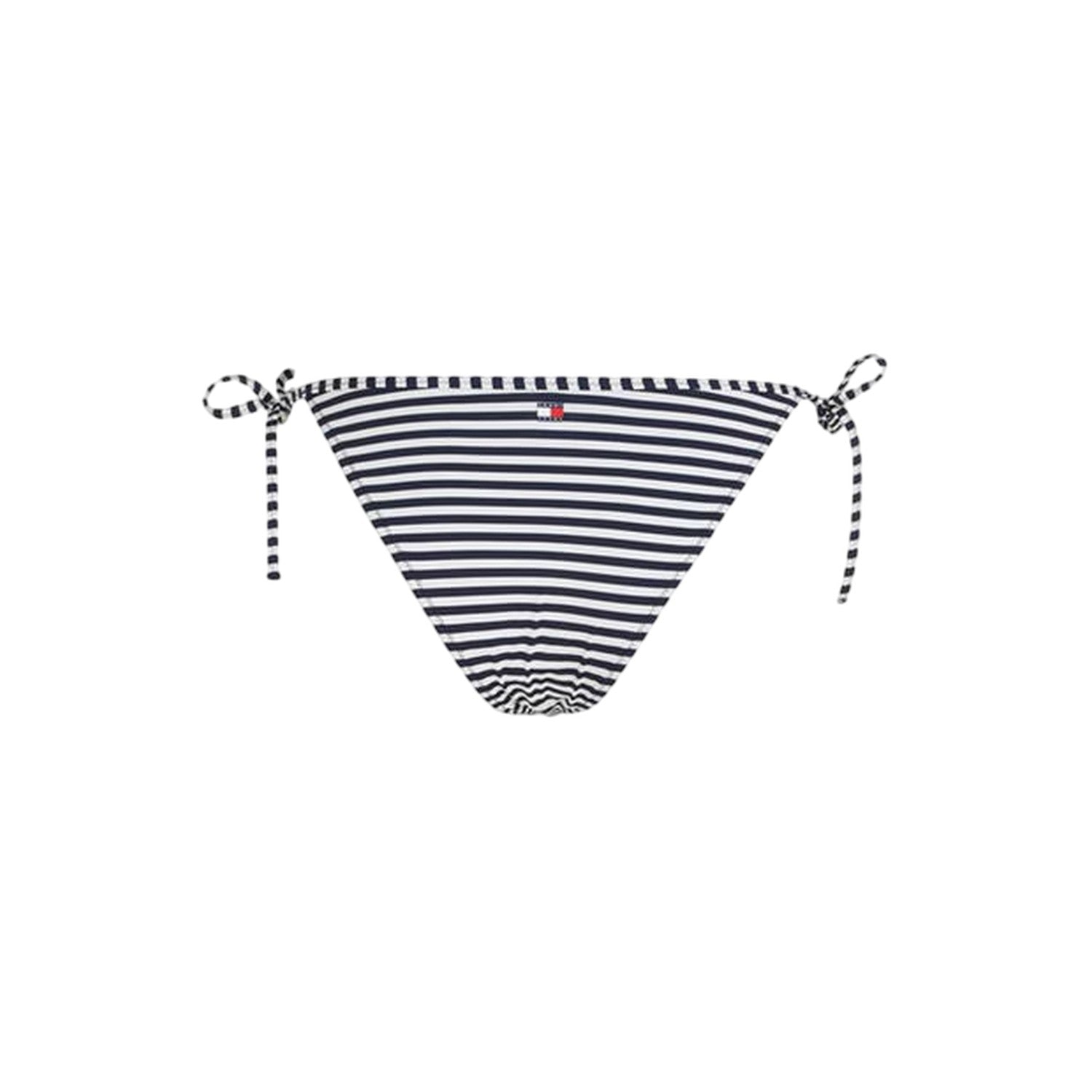 White-Black - Front - Tommy Jeans Womens-Ladies Scheeky Striped Side Tie Bikini Bottoms