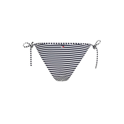 White-Black - Front - Tommy Jeans Womens-Ladies Scheeky Striped Side Tie Bikini Bottoms