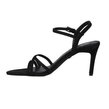 Black - Back - Biba Womens-Ladies Leather Stiletto Heel Sandals