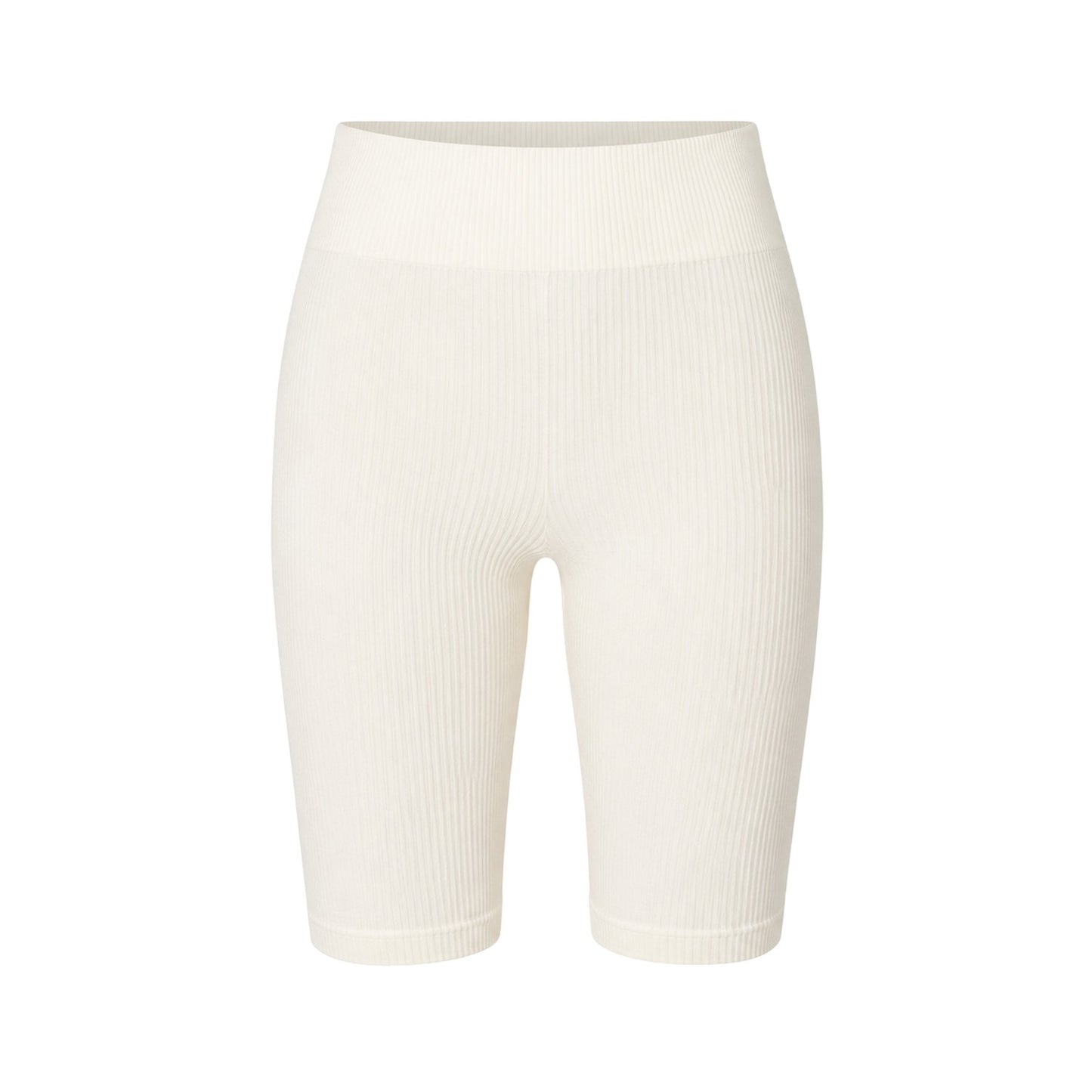 Cream - Front - Missy Empire Womens-Ladies Ribbed Seamless Cycling Shorts