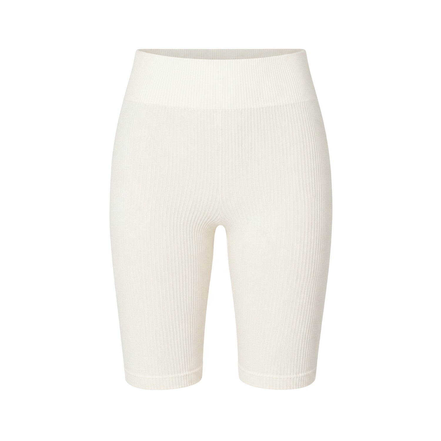 Cream - Front - Missy Empire Womens-Ladies Ribbed Seamless Cycling Shorts