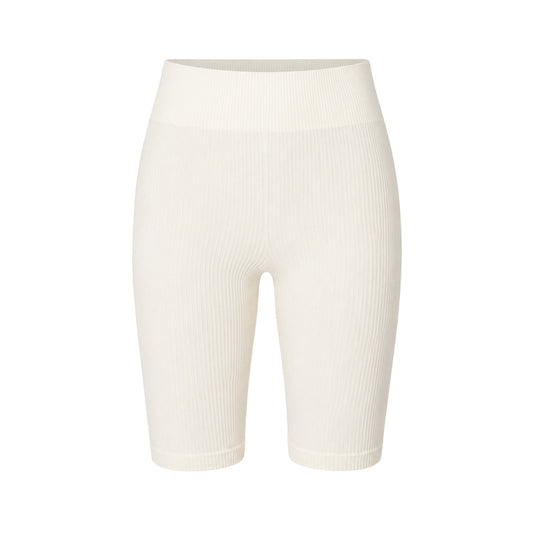 Cream - Front - Missy Empire Womens-Ladies Ribbed Seamless Cycling Shorts