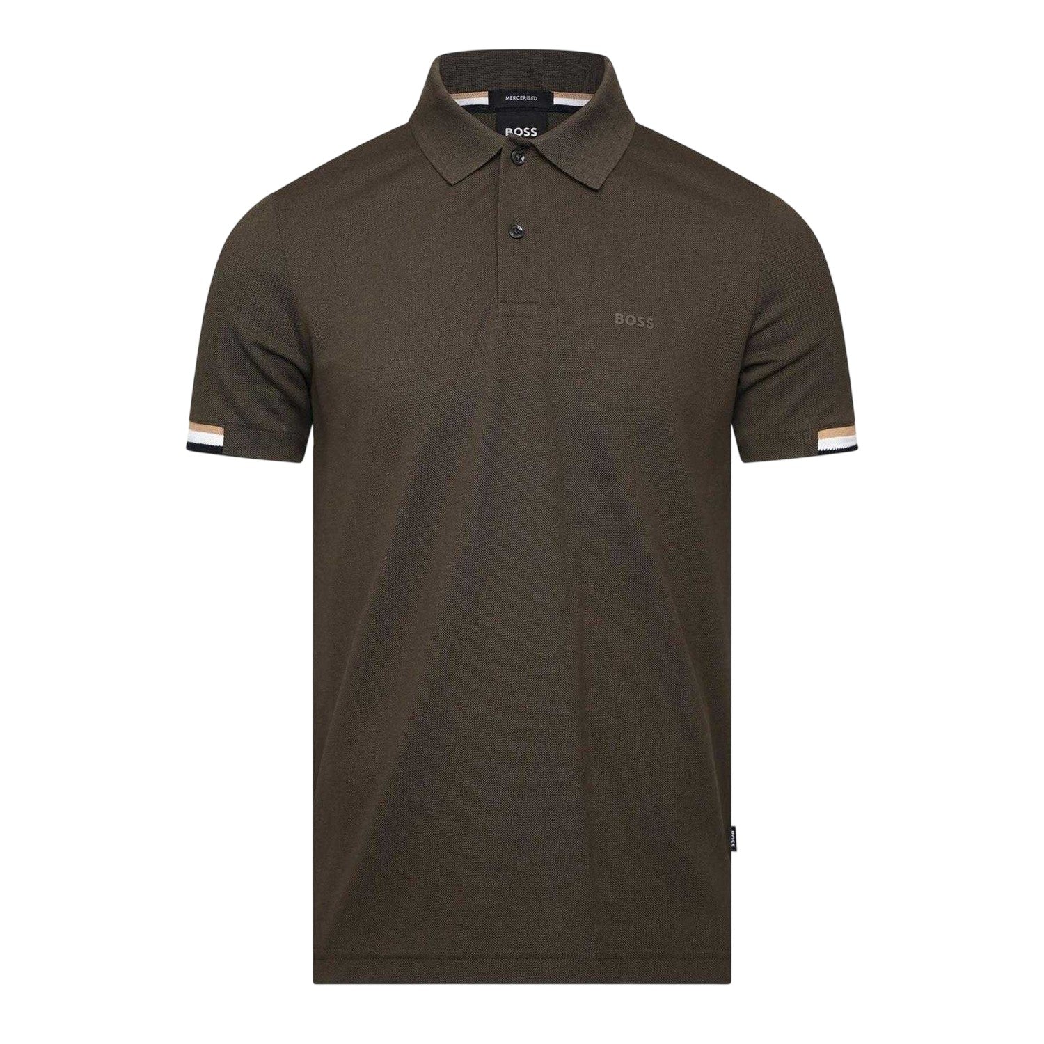 Green - Front - Boss Mens Parlay 147 Rubberised Logo Polo Shirt