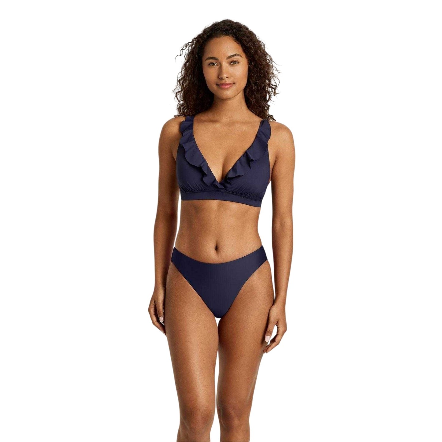 Navy - Front - Ralph Lauren Womens-Ladies Mid Rise Bikini Bottoms