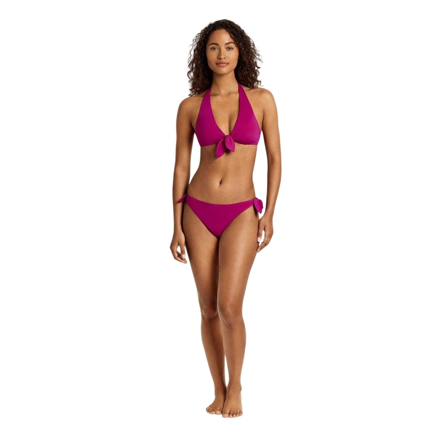 Pink - Side - Ralph Lauren Womens-Ladies Side Tie Hipster Bikini Bottoms
