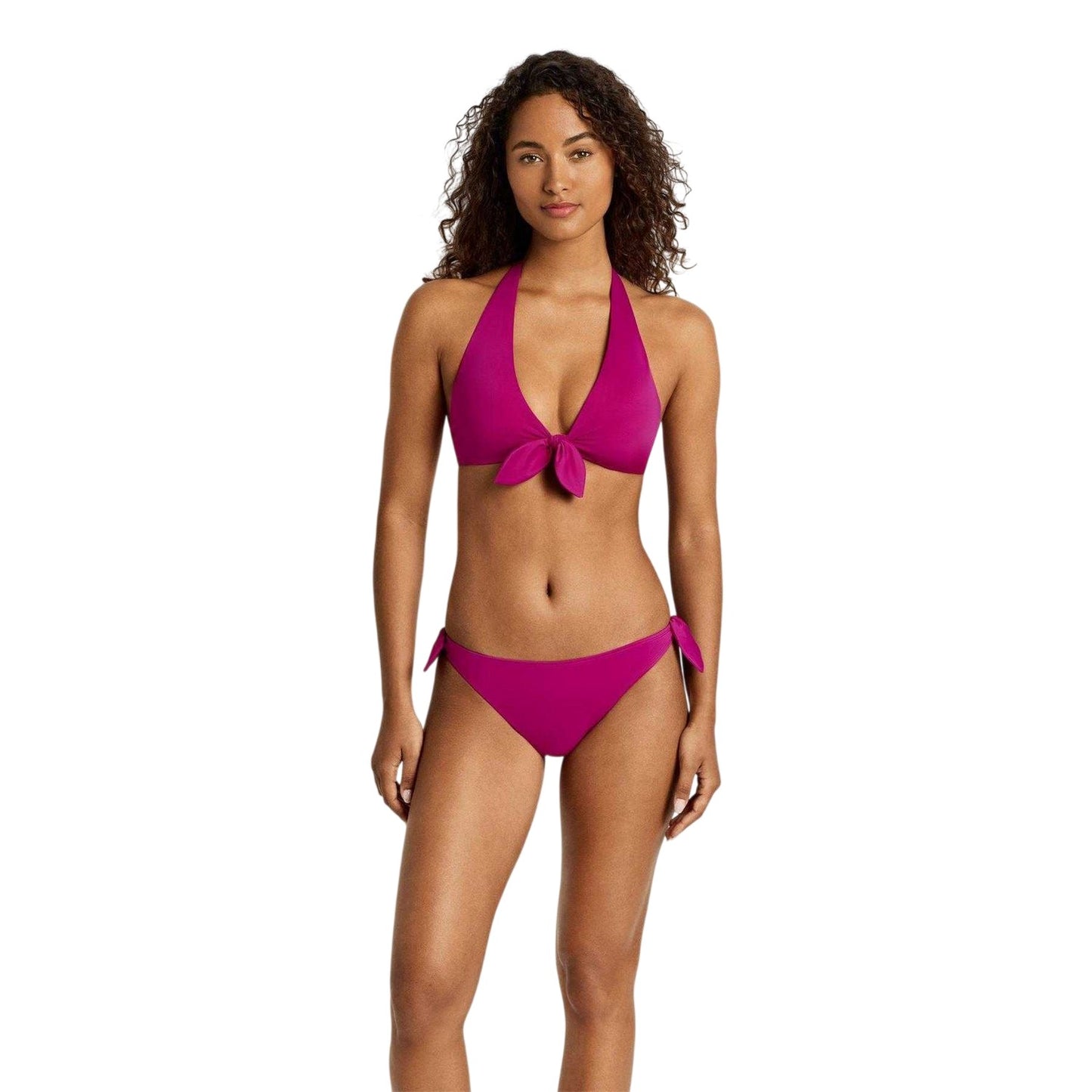 Pink - Front - Ralph Lauren Womens-Ladies Side Tie Hipster Bikini Bottoms