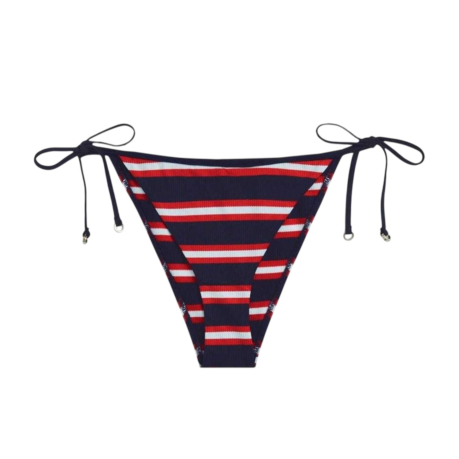 Navy - Front - Tommy Hilfiger Womens-Ladies Striped Side Tie Bikini Bottoms