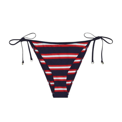 Navy - Front - Tommy Hilfiger Womens-Ladies Striped Side Tie Bikini Bottoms