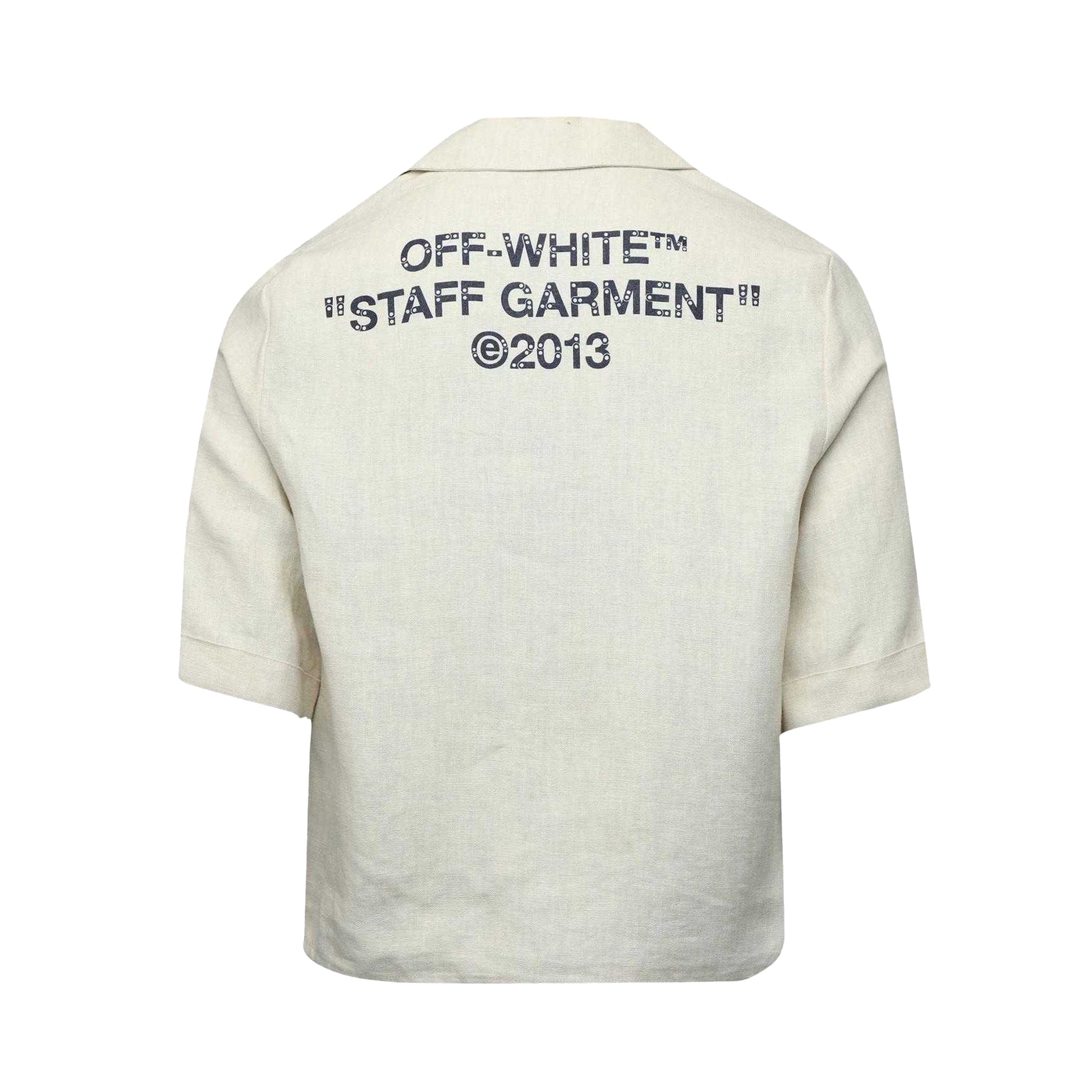 Light Beige - Back - Off White Womens-Ladies Logo Linen Shirt