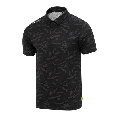 Black-Grey - Side - Slazenger Mens All-Over Print Lightweight Polo Shirt