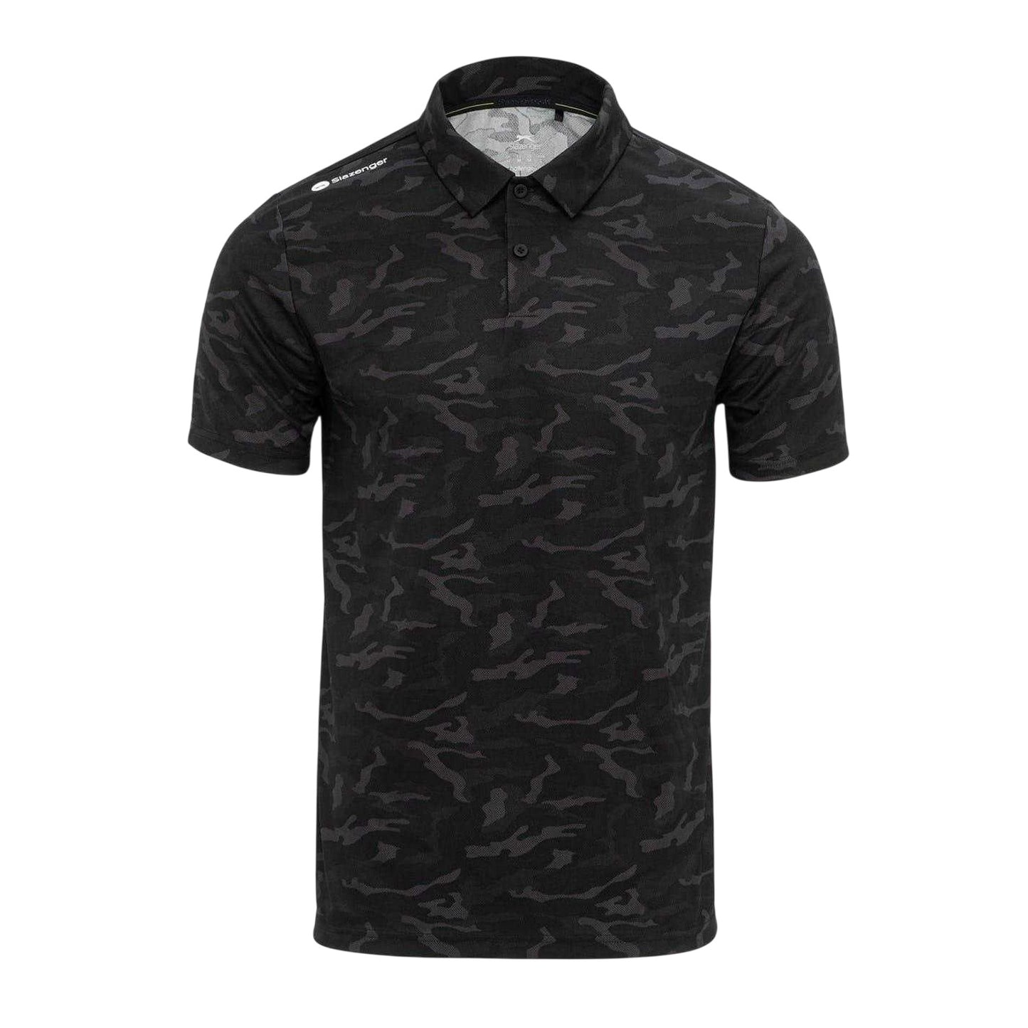 Black-Grey - Front - Slazenger Mens All-Over Print Lightweight Polo Shirt