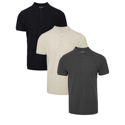 Multicoloured - Front - Threadbare Mens Regular Short-Sleeved Polo Shirt (Pack of 3)