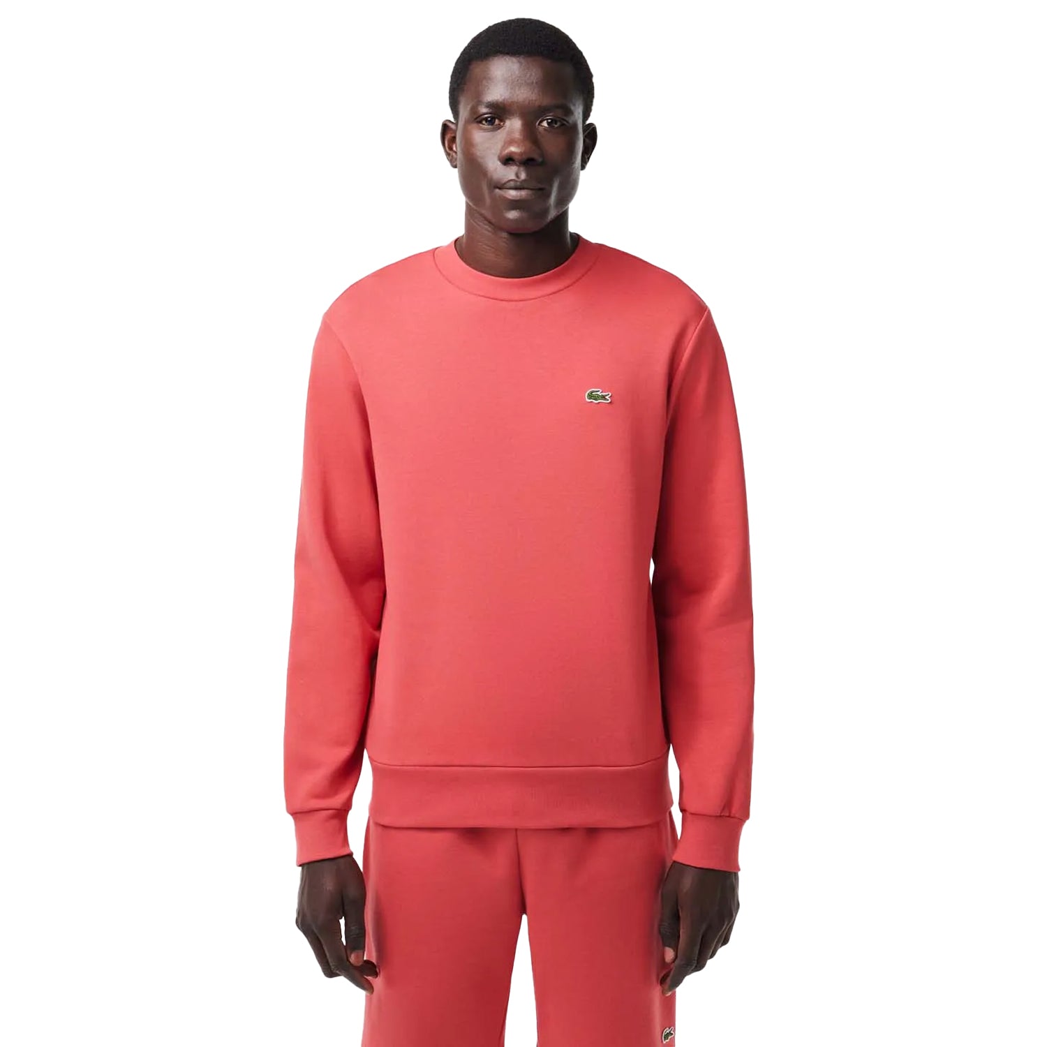 Red - Side - Lacoste Unisex Adult Fleece Crew Neck Sweatshirt