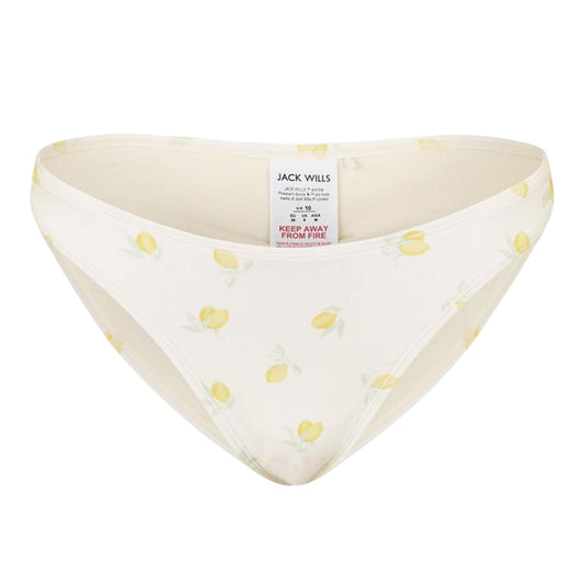 White-Yellow - Front - Jack Wills Womens-Ladies Lemon High Waist Tanga