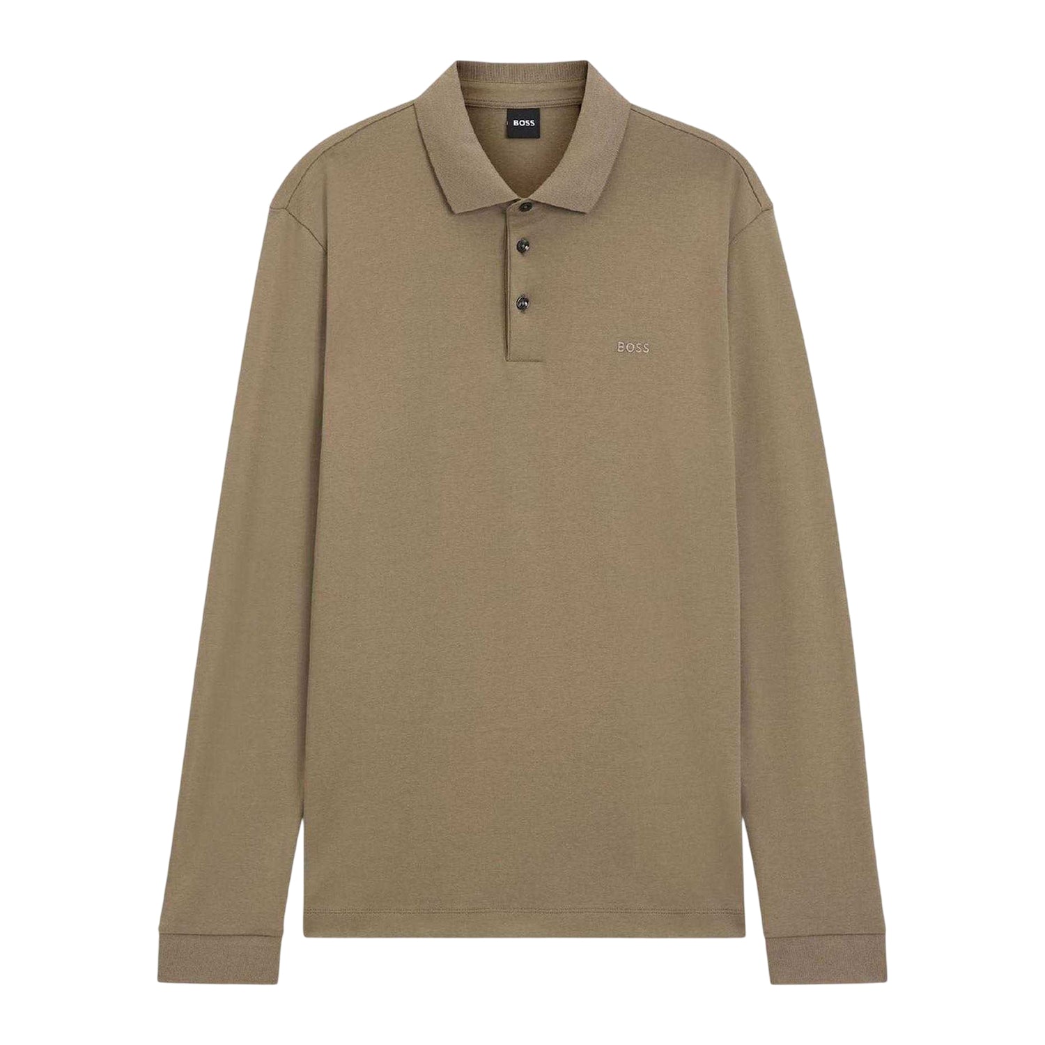 Brown - Front - Boss Mens Pado 30 Cotton Long-Sleeved Polo Shirt