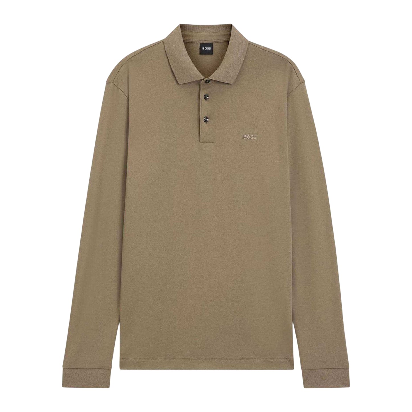 Brown - Front - Boss Mens Pado 30 Cotton Long-Sleeved Polo Shirt