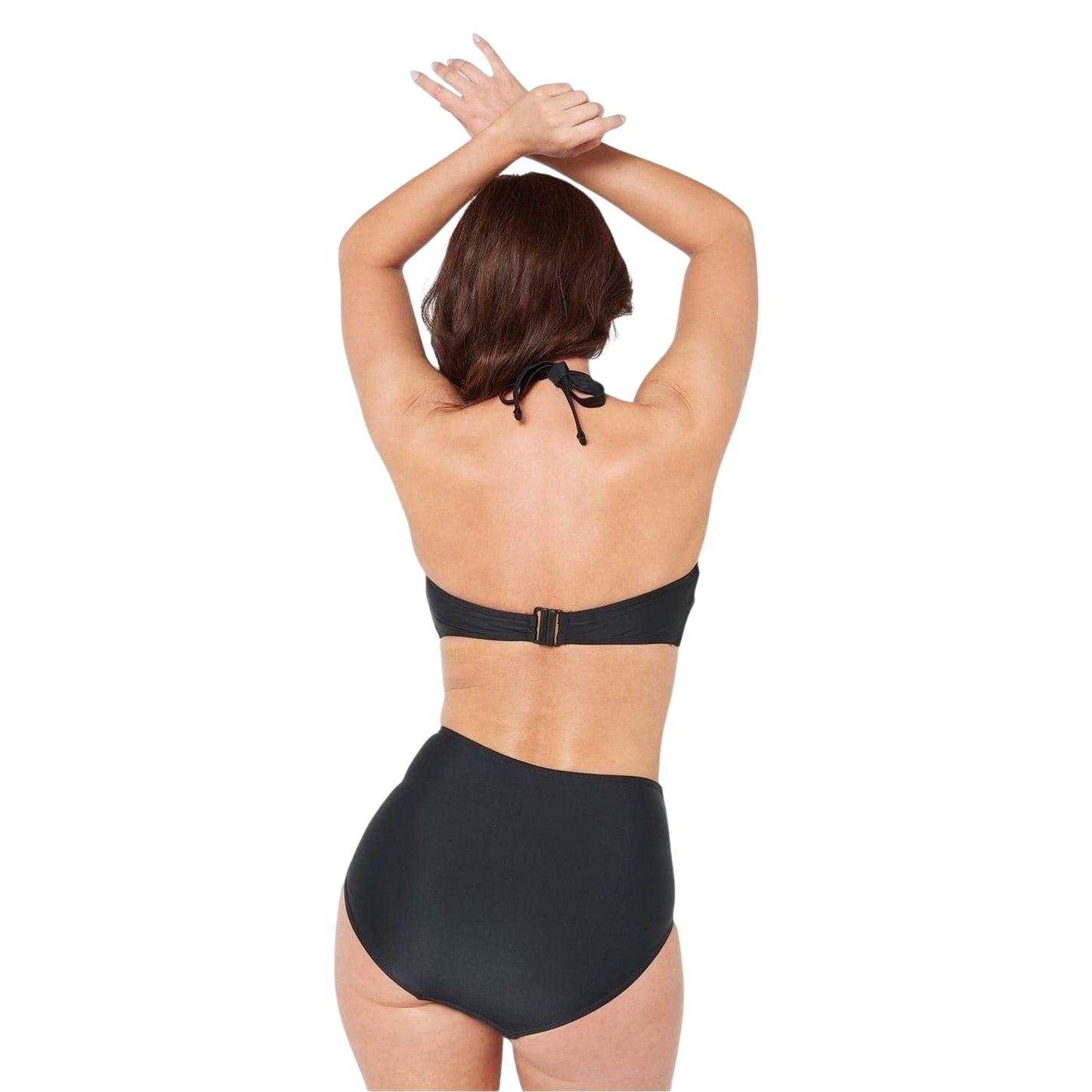 Black - Back - Be You Womens-Ladies Ruched High Waist Bikini Set