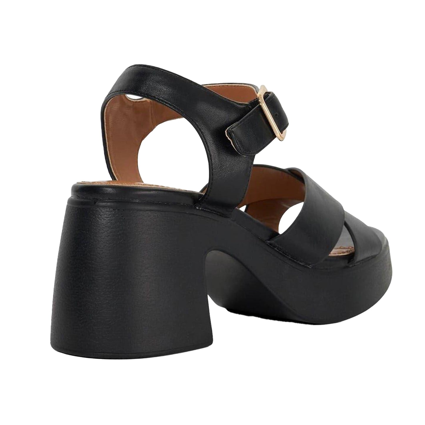 Black - Back - Dune London Womens-Ladies Jolanda Leather Platform Block Sandals