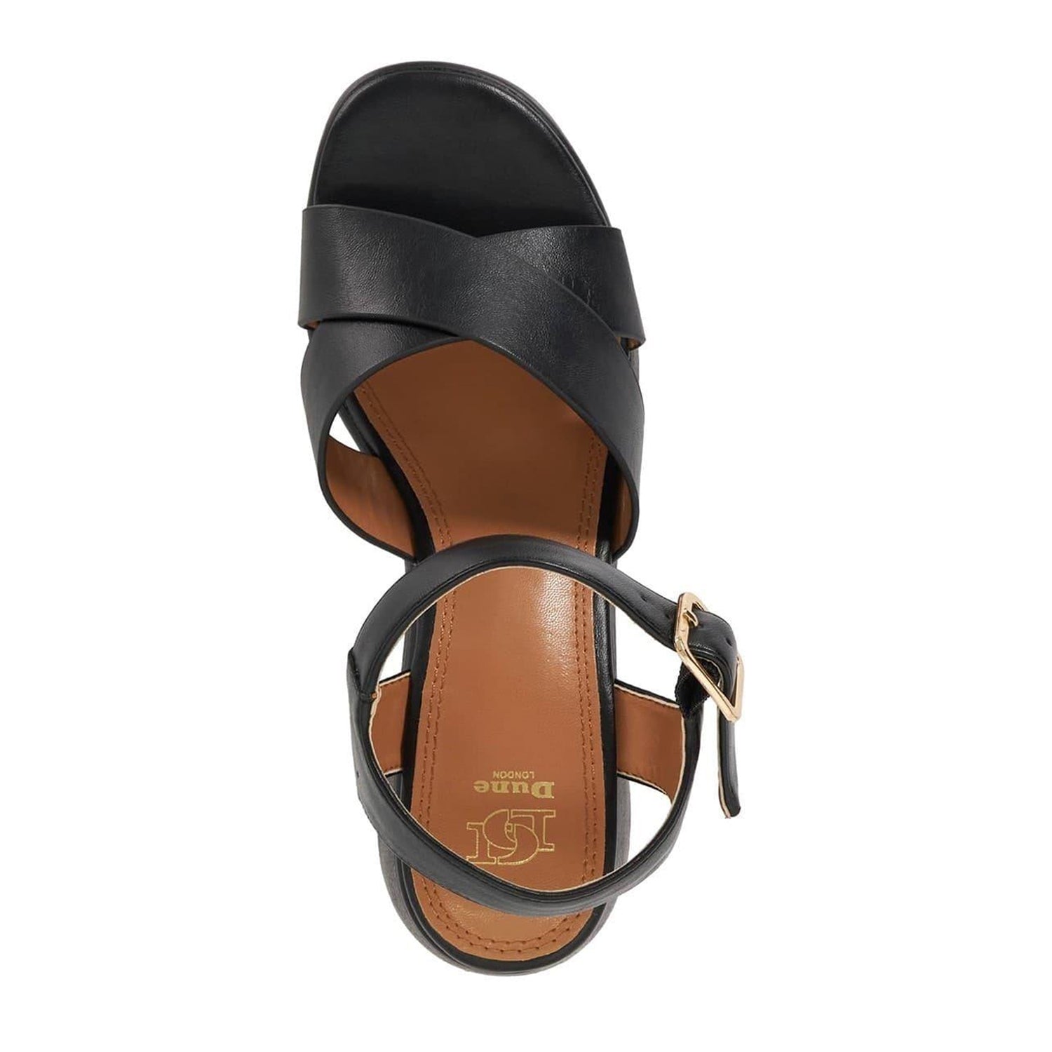 Black - Side - Dune London Womens-Ladies Jolanda Leather Platform Block Sandals