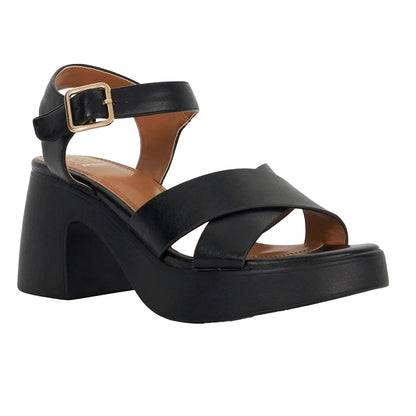 Black - Lifestyle - Dune London Womens-Ladies Jolanda Leather Platform Block Sandals