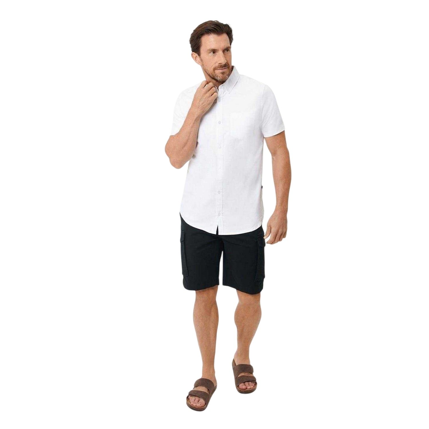 White - Side - Saltwell Mens Oxford Chest Pocket Shirt