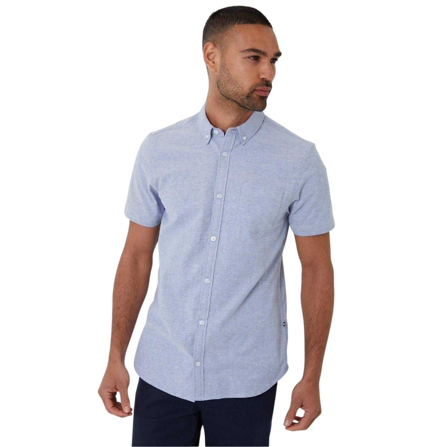 Denim - Front - Saltwell Mens Oxford Chest Pocket Shirt