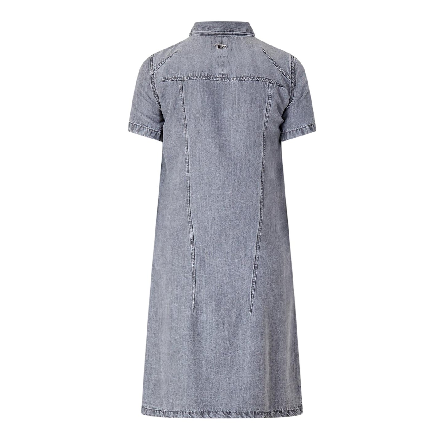 Black-Grey Denim - Back - Diesel Womens-Ladies Aito Denim Midi Shirt Dress