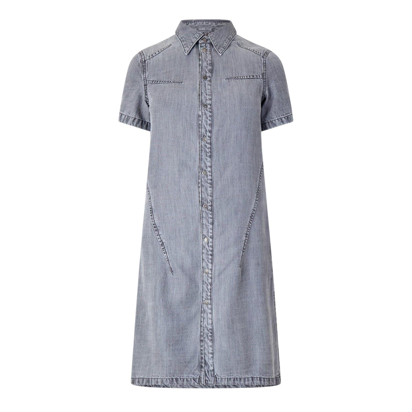 Black-Grey Denim - Front - Diesel Womens-Ladies Aito Denim Midi Shirt Dress