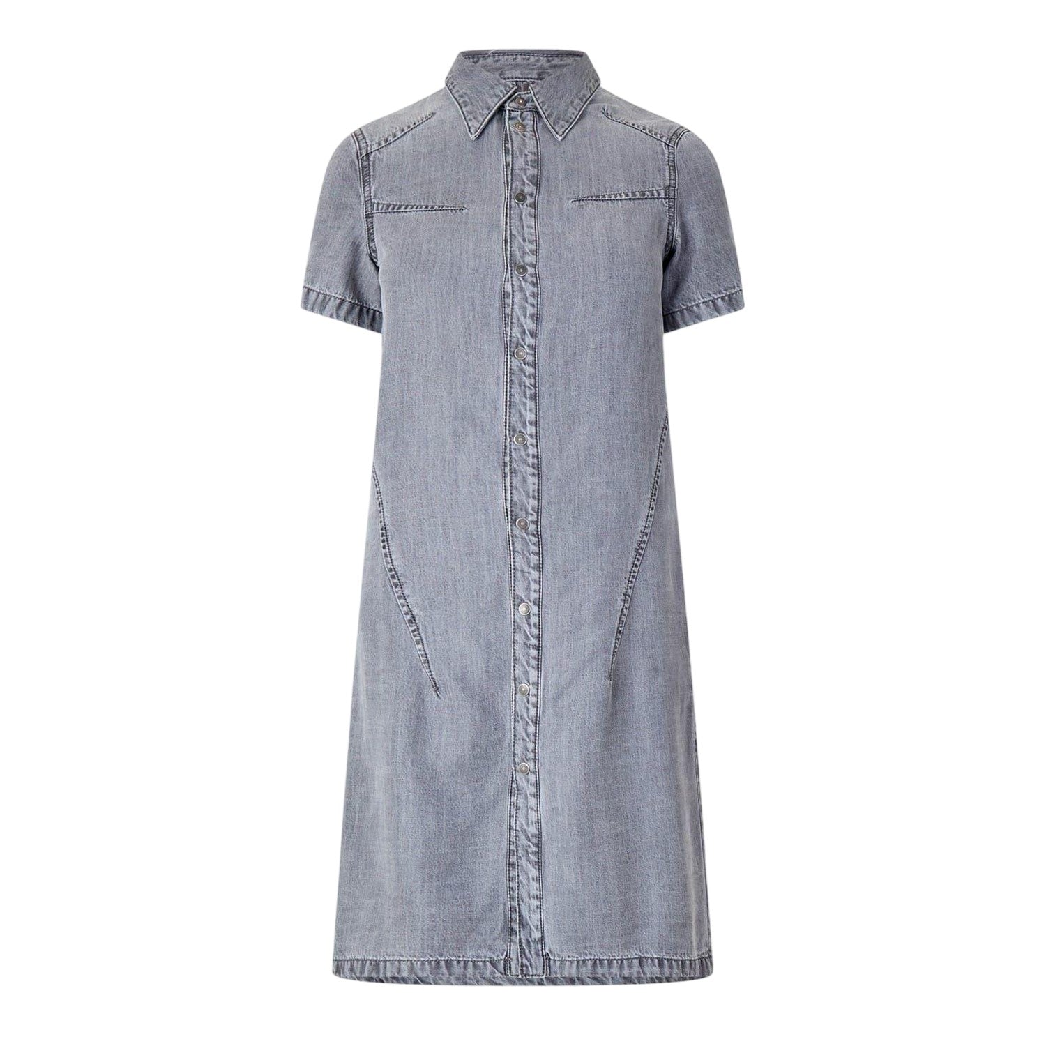 Black-Grey Denim - Front - Diesel Womens-Ladies Aito Denim Midi Shirt Dress