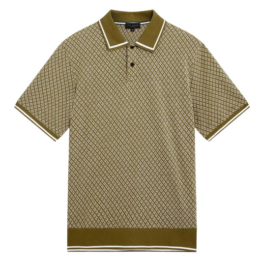 Olive - Front - Ted Baker Mens Geometric Regular Polo Shirt