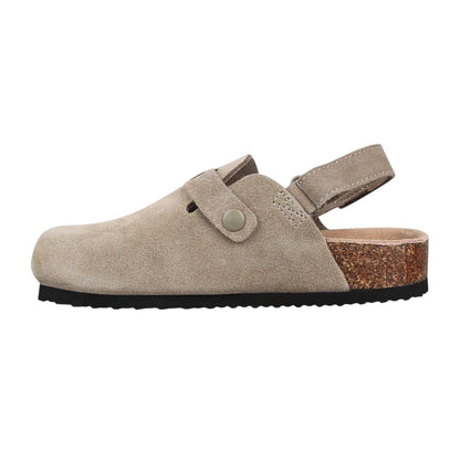 Taupe - Side - Jack Wills Childrens-Kids Leather Mule Sandals